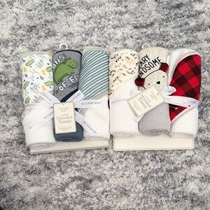 Modern Baby Hooded Towels Set - Green, Blue, Gray, Red